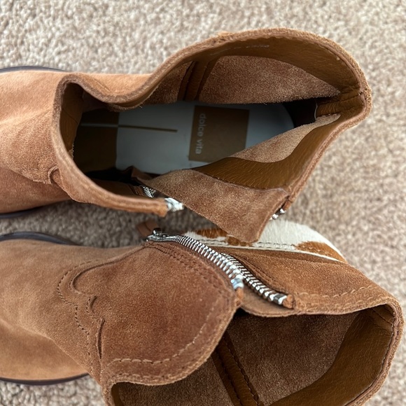 NEW Dolce Vita Senica Brown Suede Leather Cow Print Ankle Boots - Picture 10 of 10